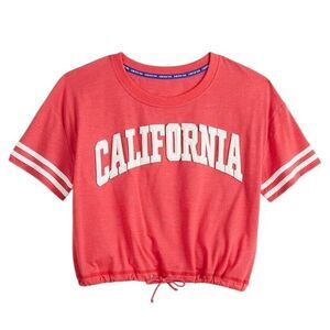 Limited Too Girls California Crop T-Shirt Top Blouse Red White M 10 NWT